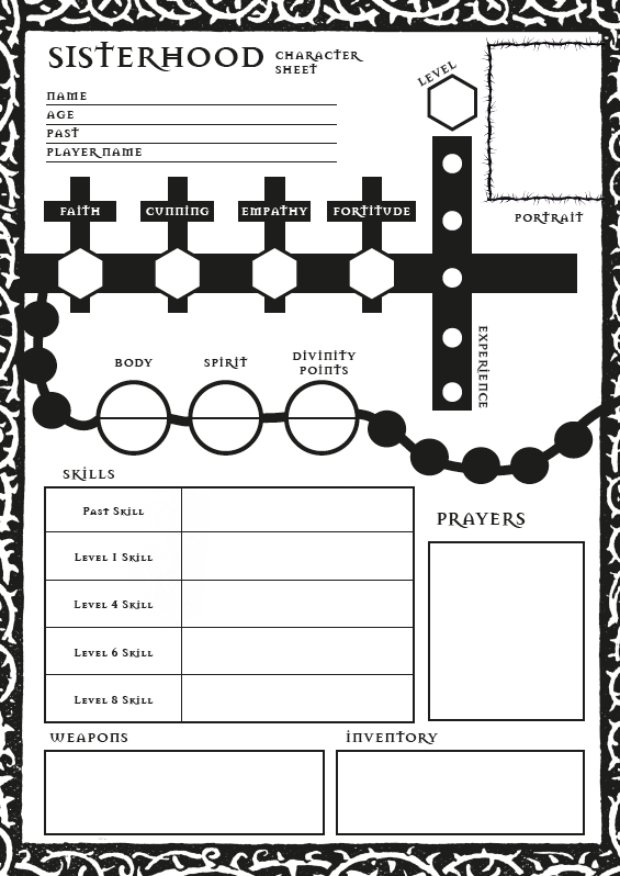 Sisterhood Character Sheet